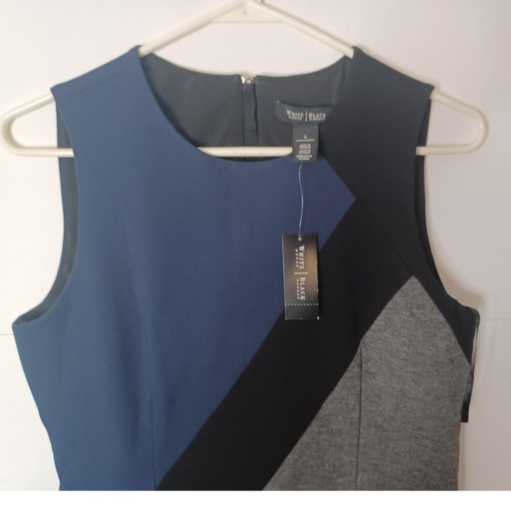 White House Black Market Sleeveless Sheath Dress 6 Black Blue Gr Style 570167224 - Picture 6 of 8